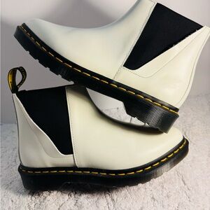 NEW Doc Martens White Chelsea Boots with Black Elastic